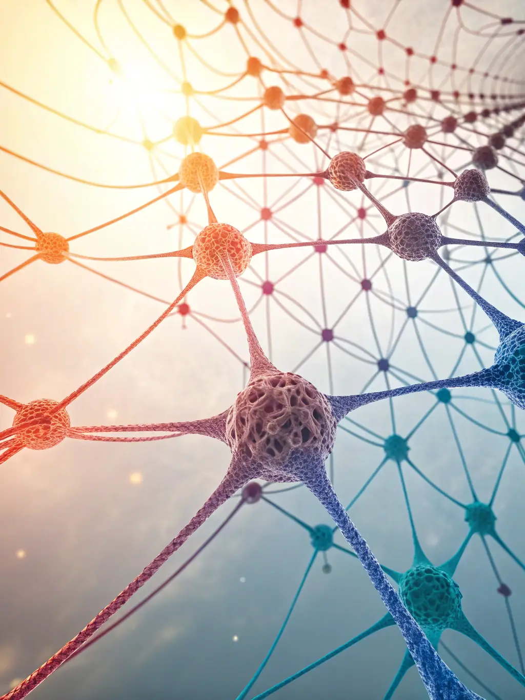 A graphical representation of a neural network, illustrating the machine learning module of the Data Science Bootcamp at CodeMaster UK.