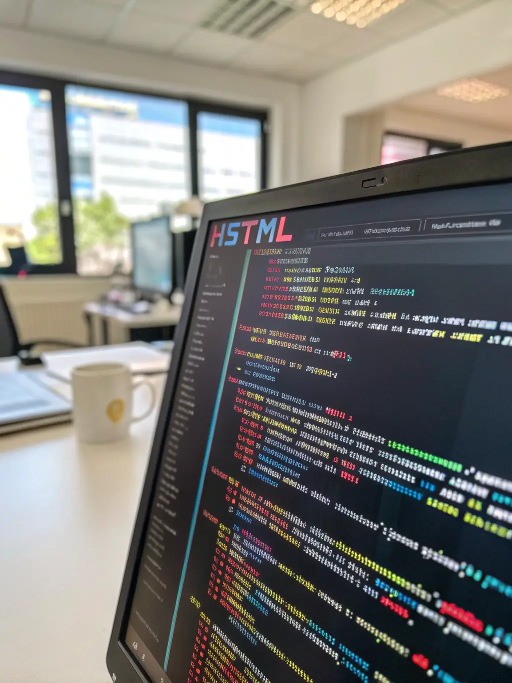 A close-up shot of code being written on a computer screen, highlighting the technical skills and attention to detail taught at Codemaster UK.