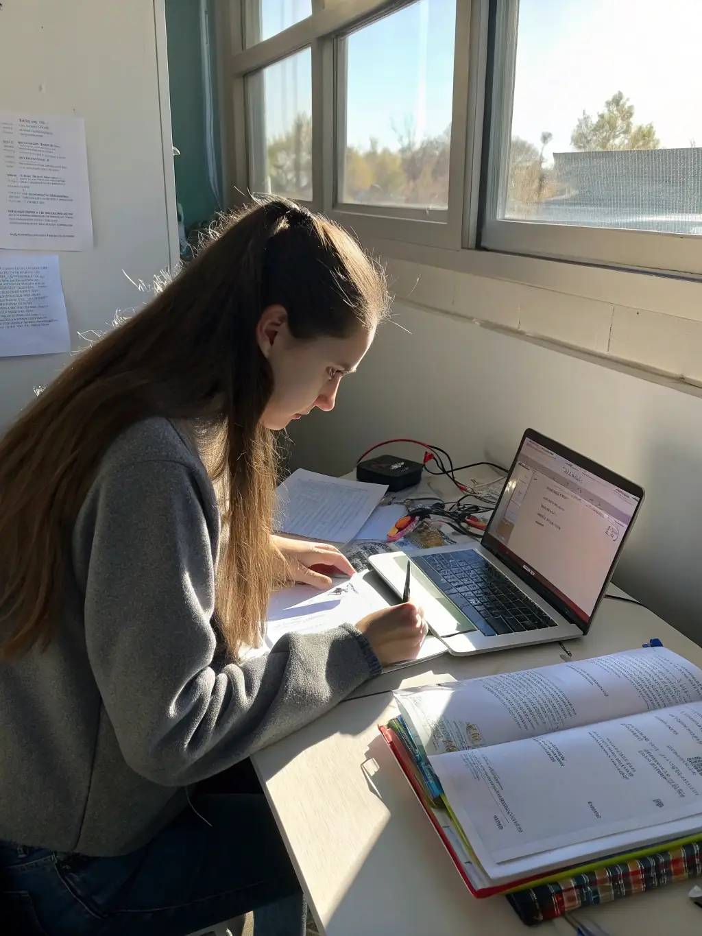 A student working on a data science project, analyzing data and creating visualizations on a laptop in a focused environment at Codemaster UK.